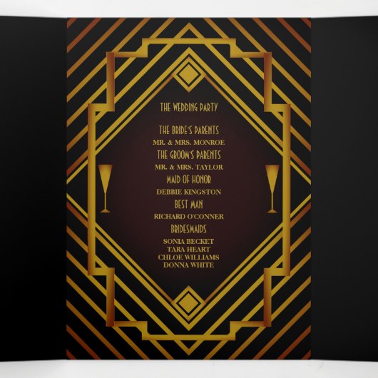 Programme de mariage Gatsby Gold 2020 (Intérieur au milieu)