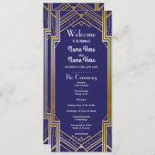 Programme de mariage Gatsby Navy & Gold Art Déco d (Devant / Derrière)
