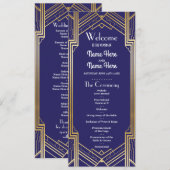 Programme de mariage Gatsby Navy & Or Art Déco des (Devant / Derrière)