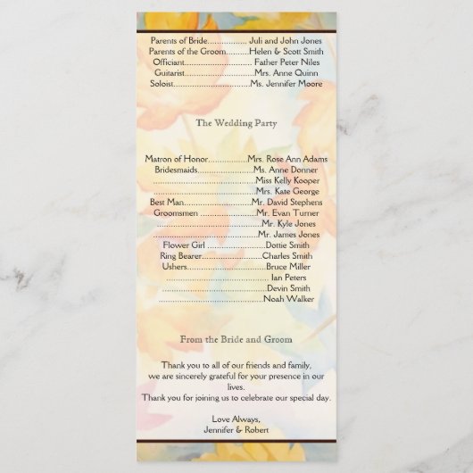 Programme de mariage gay de Fall Leaves (Dos)