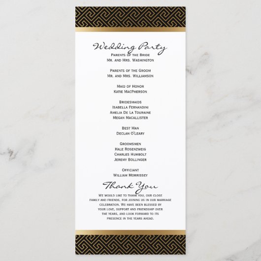 Programme de mariage | Géométrie en or sur noir (Dos)