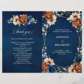 Programme de mariage géométrique bleu bleu de la M (Devant)