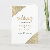 Programme de mariage géométrique pailleté or blanc (Devant)