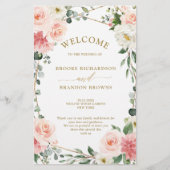 Programme de mariage géométrique rose floral (Devant)
