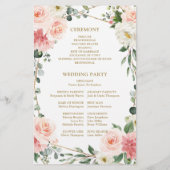 Programme de mariage géométrique rose floral (Dos)