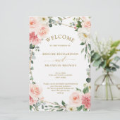 Programme de mariage géométrique rose floral (Debout devant)