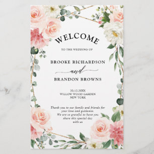 Programme de mariage géométrique rose floral