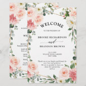 Programme de mariage géométrique rose floral (Devant / Derrière)