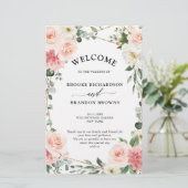 Programme de mariage géométrique rose floral (Debout devant)