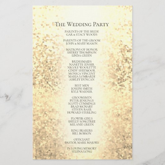 Programme de mariage | Glam Gold Parties scintilla (Dos)