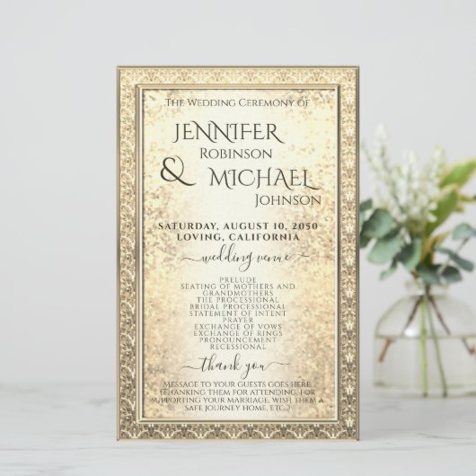Programme de mariage | Glam Gold Parties scintilla (Debout devant)