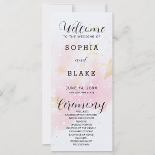 Programme de mariage Gold, Blush & Off White Stars