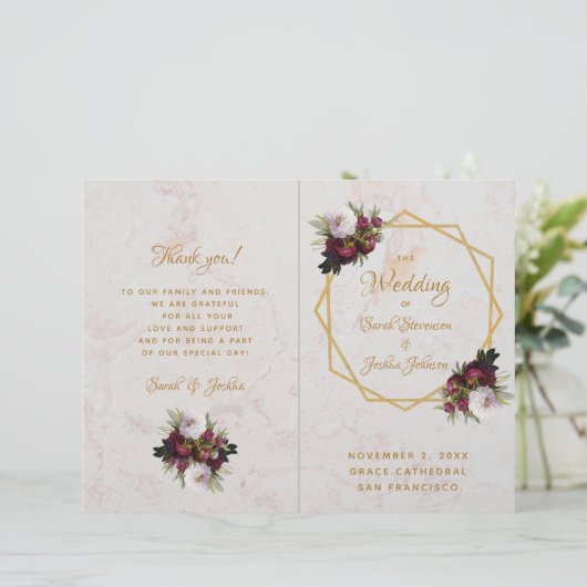 Programme de mariage Gold Bourgogne Marbre blanc P (Debout devant)