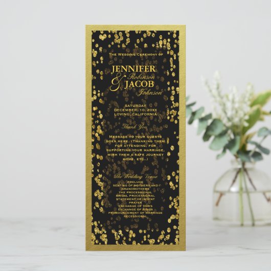 Programme de mariage | Gold Confetti (Debout devant)