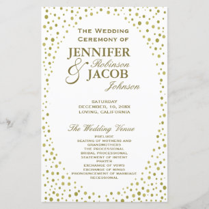 Programme de mariage   Gold Confetti