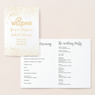 PROGRAMME DE MARIAGE Gold Confetti Typographie