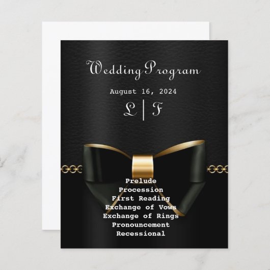 Programme de mariage Gold et Black Tuxedo (Devant / Derrière)