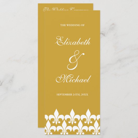 Programme de mariage Gold et White Fleur de Lis (Devant / Derrière)