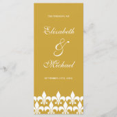 Programme de mariage Gold et White Fleur de Lis (Devant)