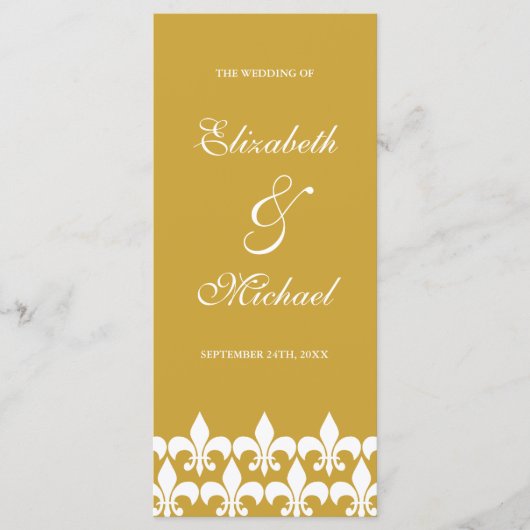 Programme de mariage Gold et White Fleur de Lis (Devant)