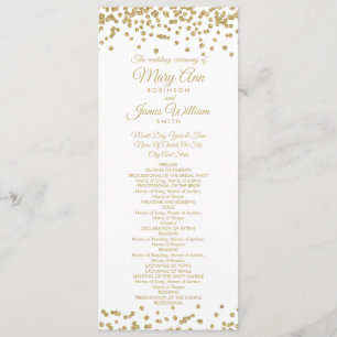 Programme de mariage Gold Faux Parties scintillant