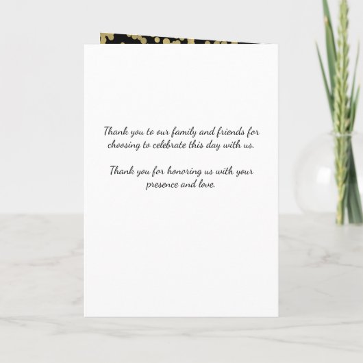 Programme de mariage Gold Foil Confetti (Dos)