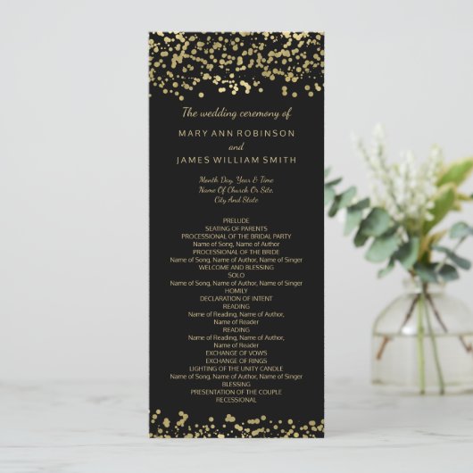 Programme de mariage Gold Foil Confetti (Debout devant)