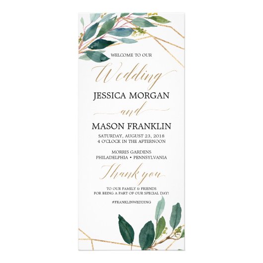 Programme de mariage Gold Greenery - Programme de  (Devant)