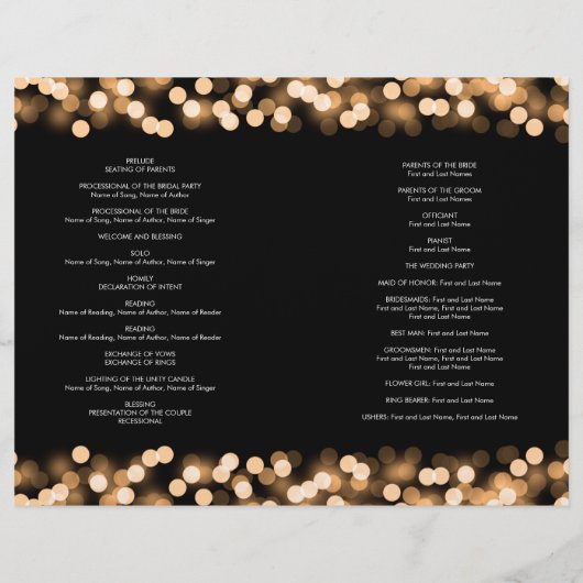 Programme de mariage Gold Hollywood Glam (Dos)