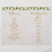 Programme de mariage Gold Marbre blanc Calla Lilie (Dos)
