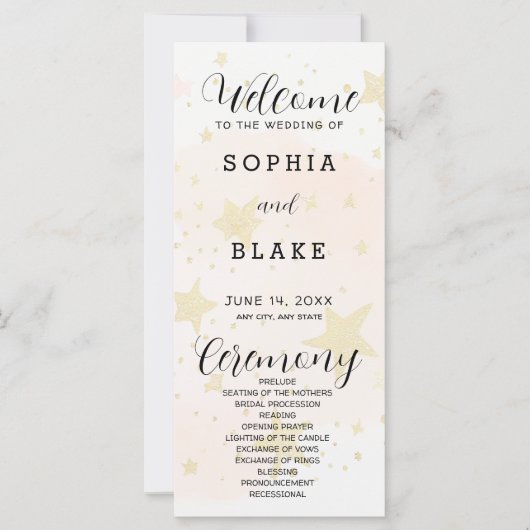 Programme de mariage Gold, Orange & Off White Star (Devant)