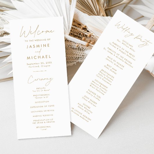 Programme de mariage Gold Script moderne