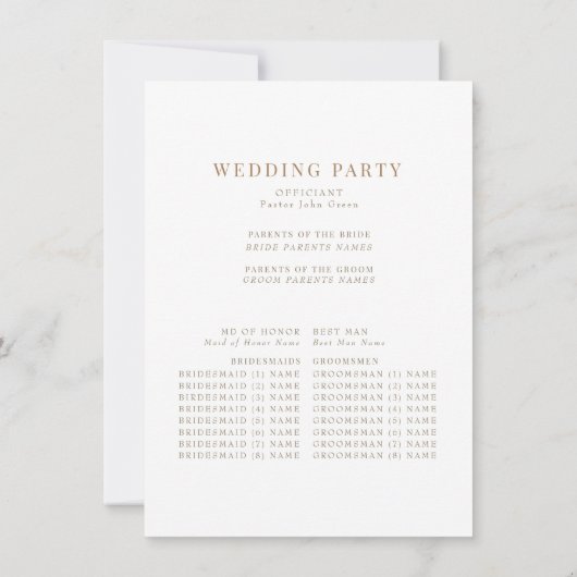 Programme de mariage Gold simple (Dos)