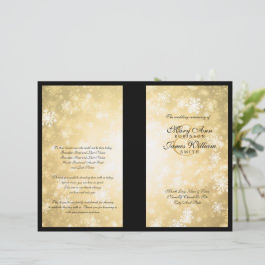 Programme de mariage Gold Winter Wonderland Sparkl (Debout devant)