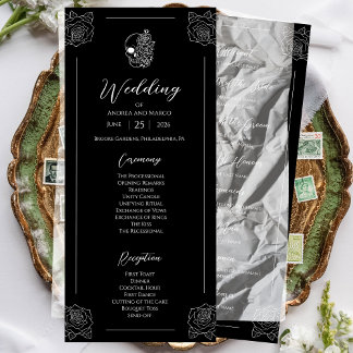 Programme de mariage gothique du crâne noir et bla