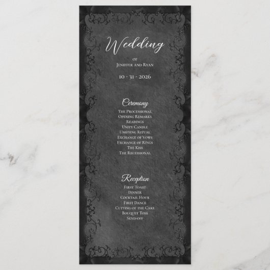 Programme de mariage gothique élégant (Devant)
