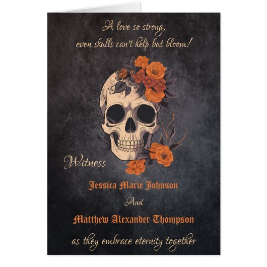 Programme de mariage gothique fleur orange élégant (Devant)
