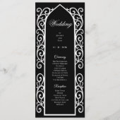 Programme de mariage gothique noir et blanc orné (Devant)