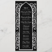 Programme de mariage gothique noir et blanc orné (Dos)