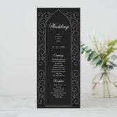 Programme de mariage gothique noir et blanc orné (Debout devant)