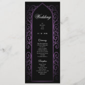 Programme de mariage gothique noir et violet orné (Devant)