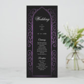 Programme de mariage gothique noir et violet orné (Debout devant)