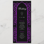 Programme de mariage gothique noir et violet orné (Devant)