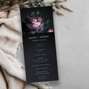 Programme de mariage gothique noir violet de pivoi