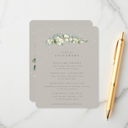 Programme de mariage Greige Snowberry + Eucalyptus (Devant/Arrière en situation)