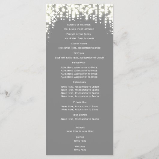 Programme de mariage Grey Twinkle Lights (Dos)