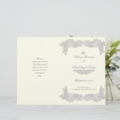 Programme de mariage gris argenté floral victorien (Debout devant)
