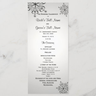 Programme de mariage gris argenté pour flocon d'hi