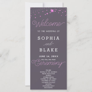 Programme de mariage Gris Fumée aux Étoiles Roses