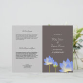 Programme de mariage gris moderne lotus bleu (Debout devant)